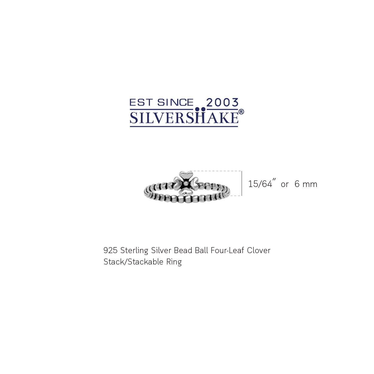 3 Piece Set 925 Sterling Silver Bead Ball Four Leaf Clover Eternity Band Stack Stackable Ring - Silvershake-store