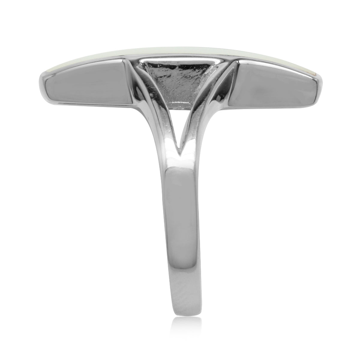 Long Mother of Pearl Shell Inlay White Gold Plated 925 Sterling Silver Modern Style Ring Jewelry for Women - Silvershake-store