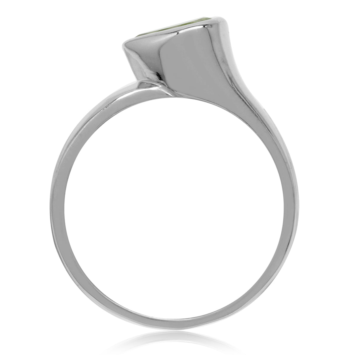 Natural Pear Shape Peridot White Gold Plated 925 Sterling Silver Modern Style Ring silvershake