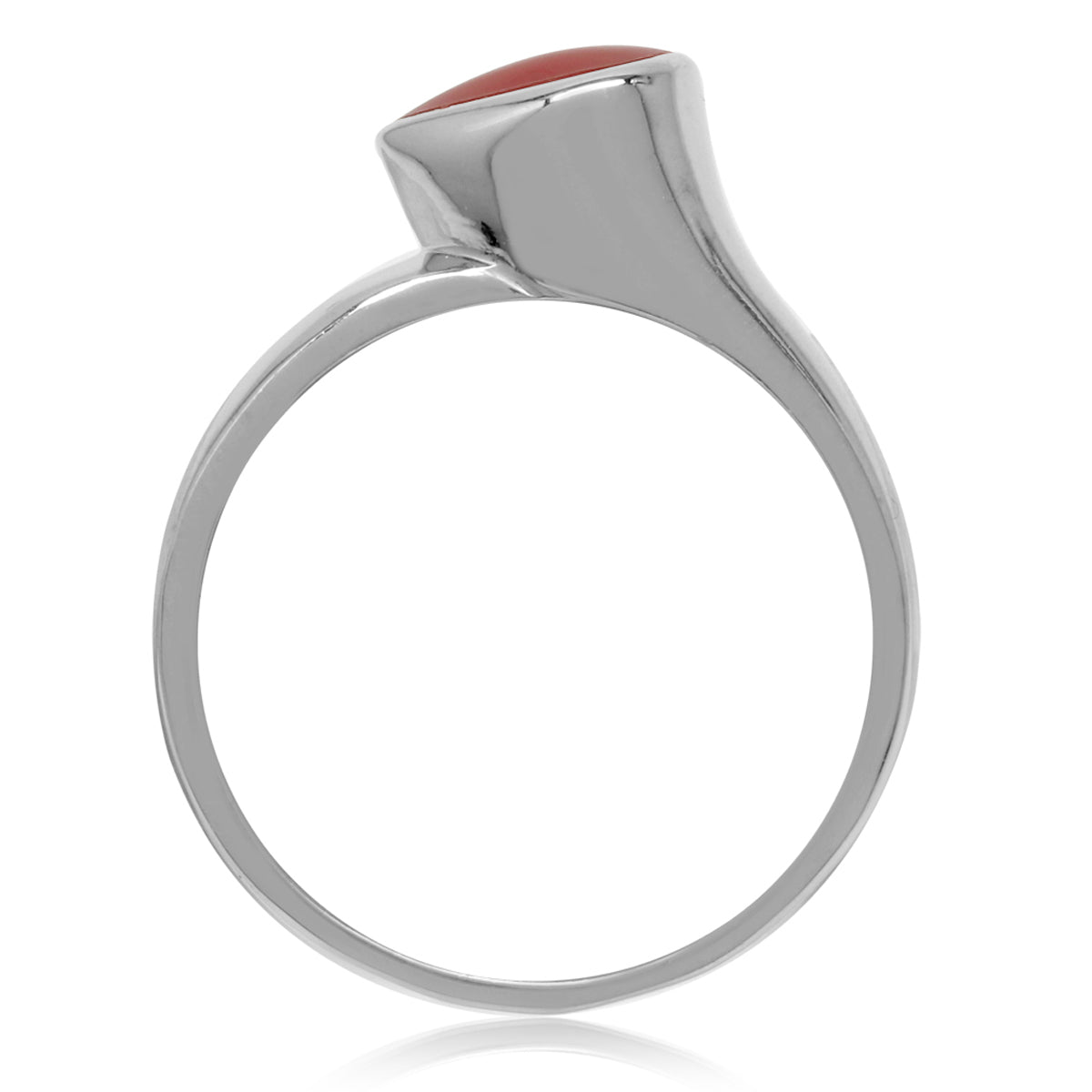 Pear Shape Created Red Coral White Gold Plated 925 Sterling Silver Modern Style Ring silvershake
