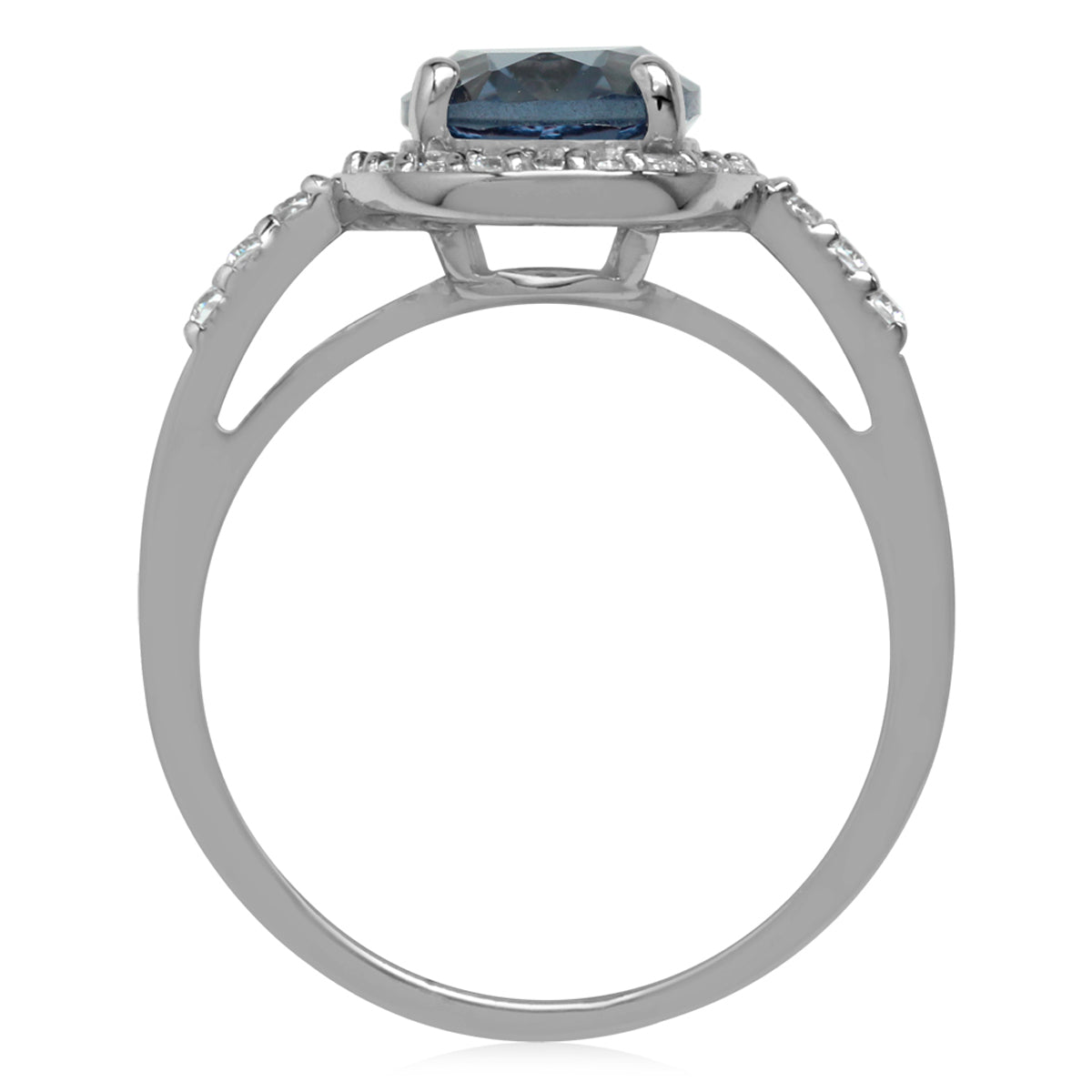 10x8MM Oval Shape Simulated Color Change Alexandrite 925 Sterling Silver Halo Engagement Ring