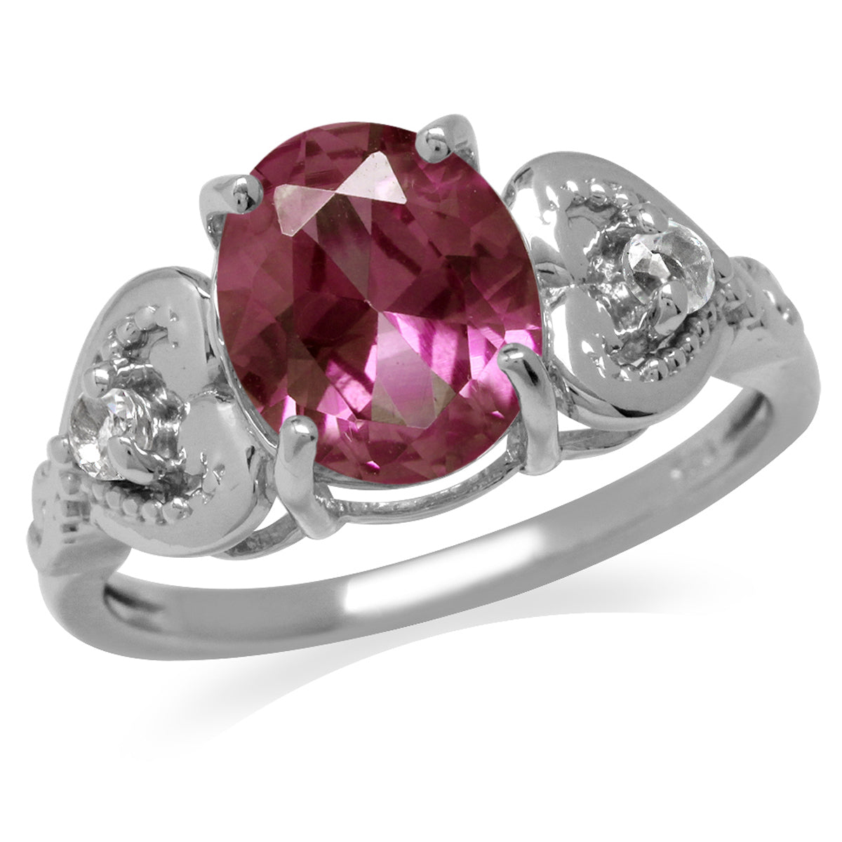 Simulated Color Change Alexandrite White Gold Plated 925 Sterling Silver Heart Victorian Style Ring silvershake