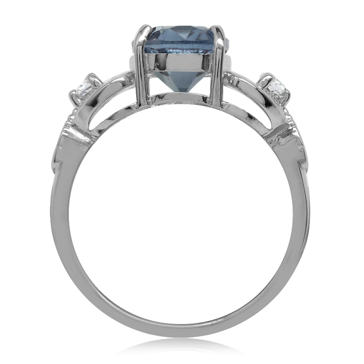 Simulated Color Change Alexandrite White Gold Plated 925 Sterling Silver Heart Victorian Style Ring silvershake