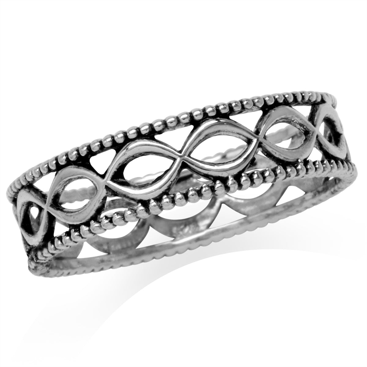 Antique Finishing 925 Sterling Silver Filigree Eternity Band Stack/Stackable Ring silvershake