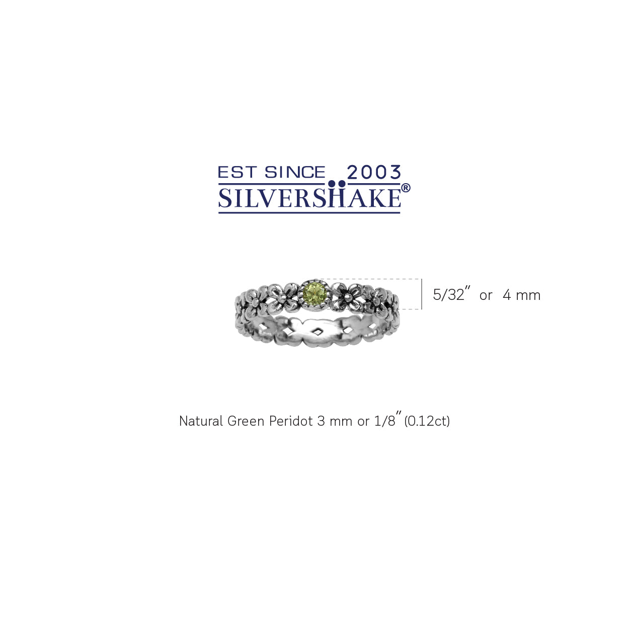 Petite Natural Peridot 925 Sterling Silver Flower Stack Stackable Eternity Ring - Silvershake-store