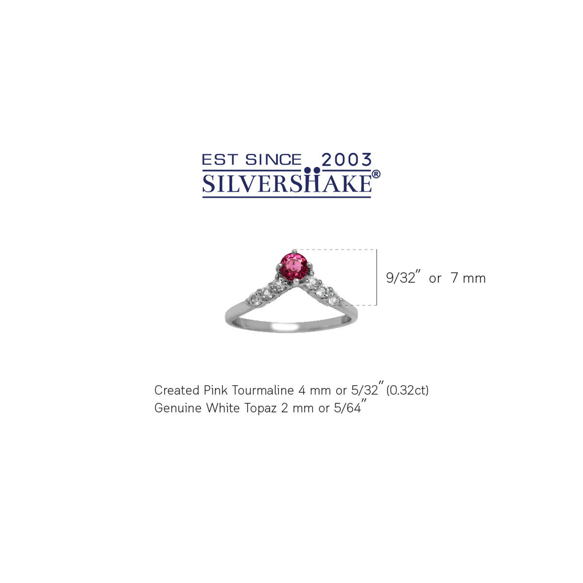 Natural Pink Tourmaline & White Topaz Gold Plated 925 Sterling Silver V-Shape Ring silvershake