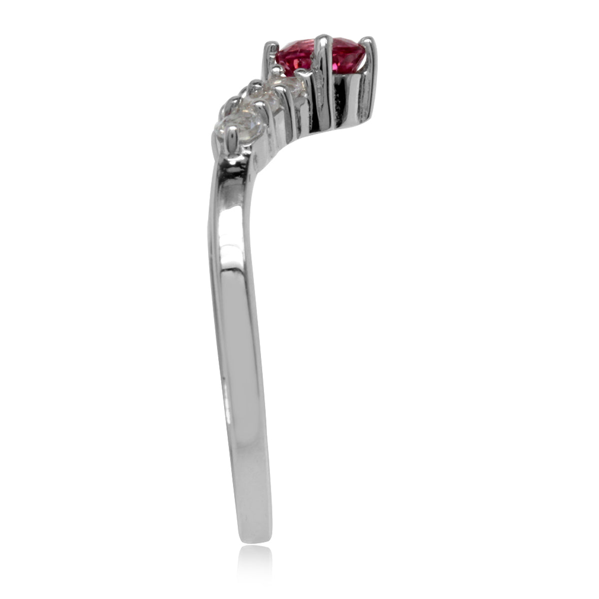 Natural Pink Tourmaline & White Topaz Gold Plated 925 Sterling Silver V-Shape Ring silvershake