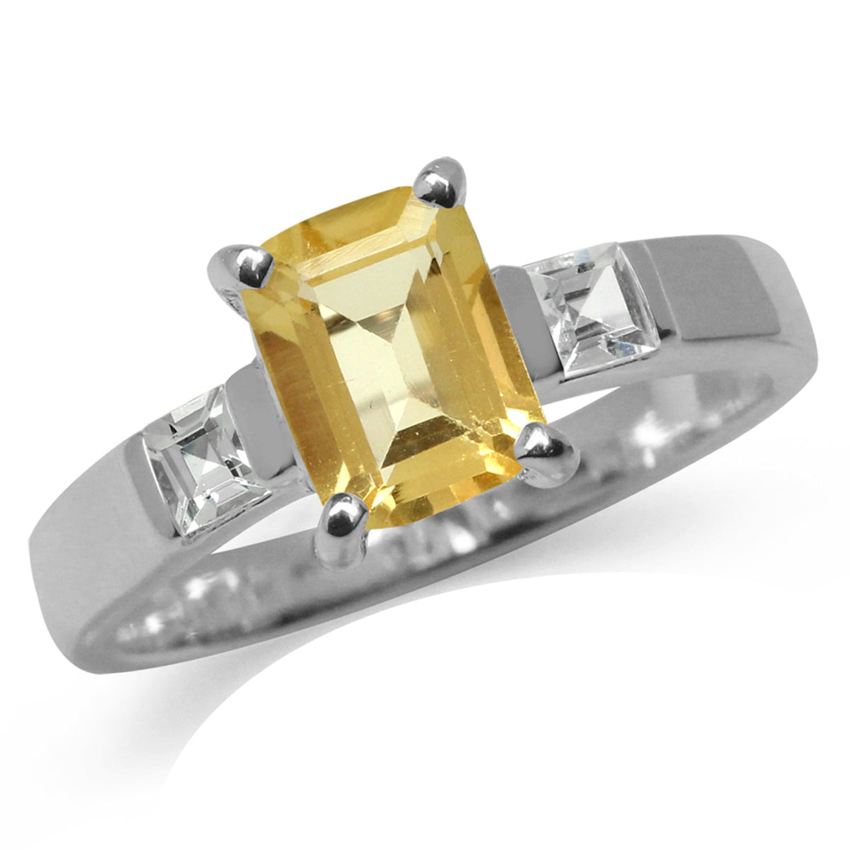 Natural Citrine & White Topaz 925 Sterling Silver Engagement Ring silvershake