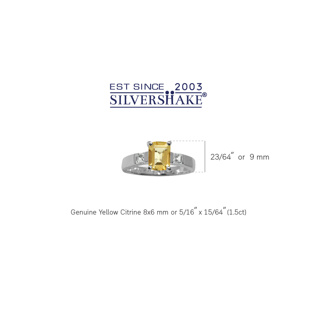 Natural Citrine & White Topaz 925 Sterling Silver Engagement Ring silvershake