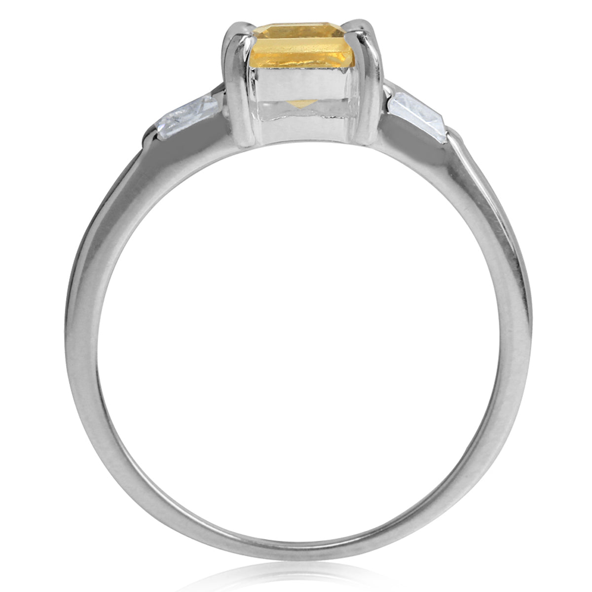 Natural Citrine & White Topaz 925 Sterling Silver Engagement Ring silvershake
