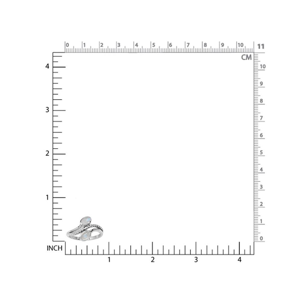 Natural Oval Shape Moonstone 925 Sterling Silver Rope Bypass Ring - Silvershake-store