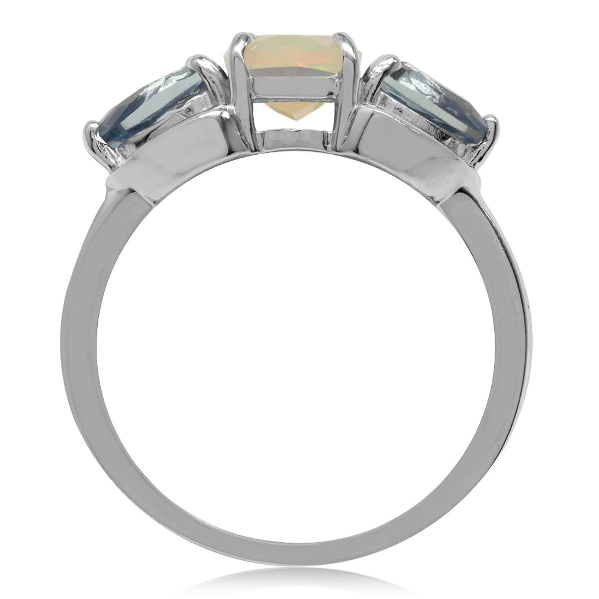 Genuine Opal & Simulated Color Change Alexandrite White Gold Plated 925 Sterling Silver Classic Ring silvershake