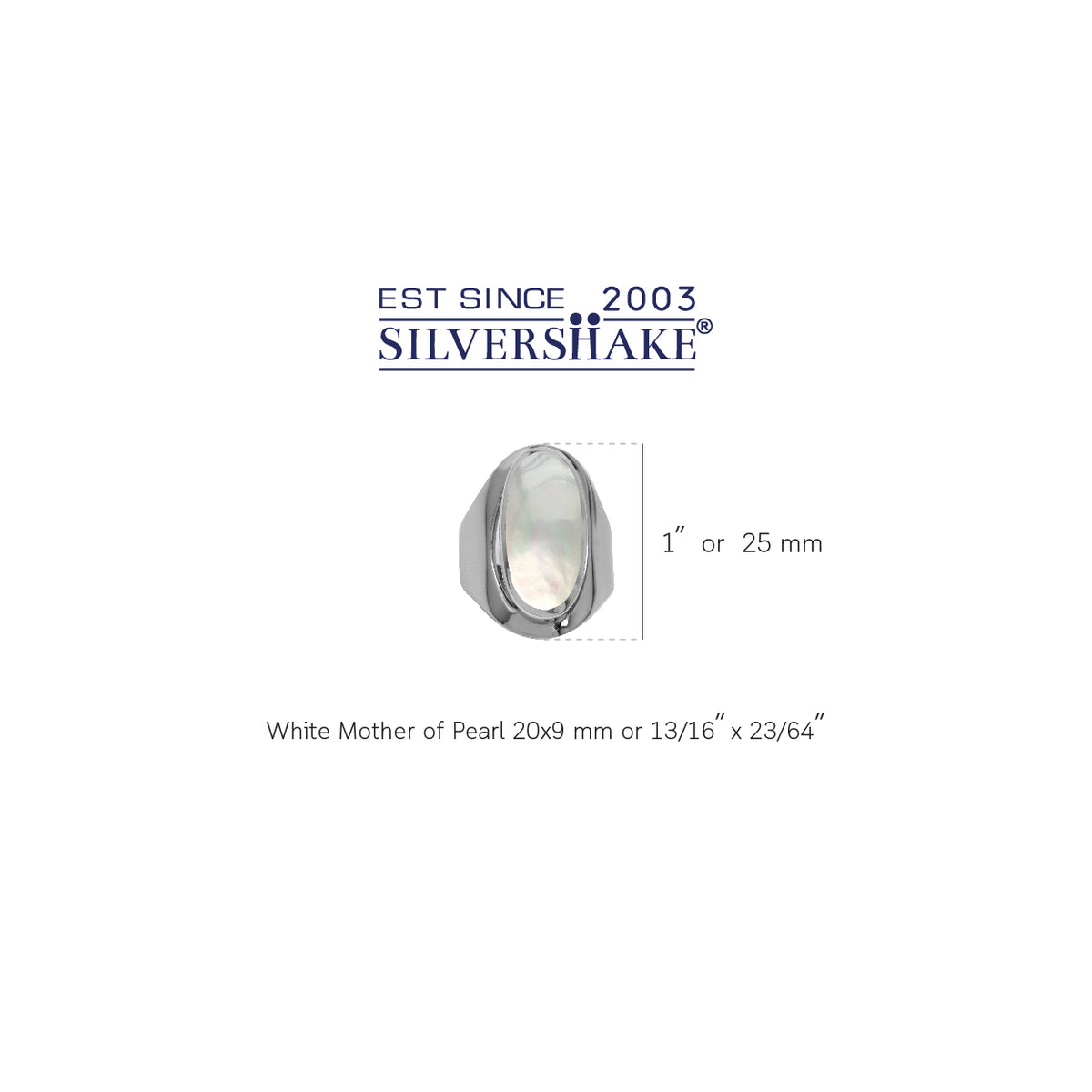 Mother Of Pearl Inlay White Gold Plated 925 Sterling Silver Casual Armor Ring silvershake