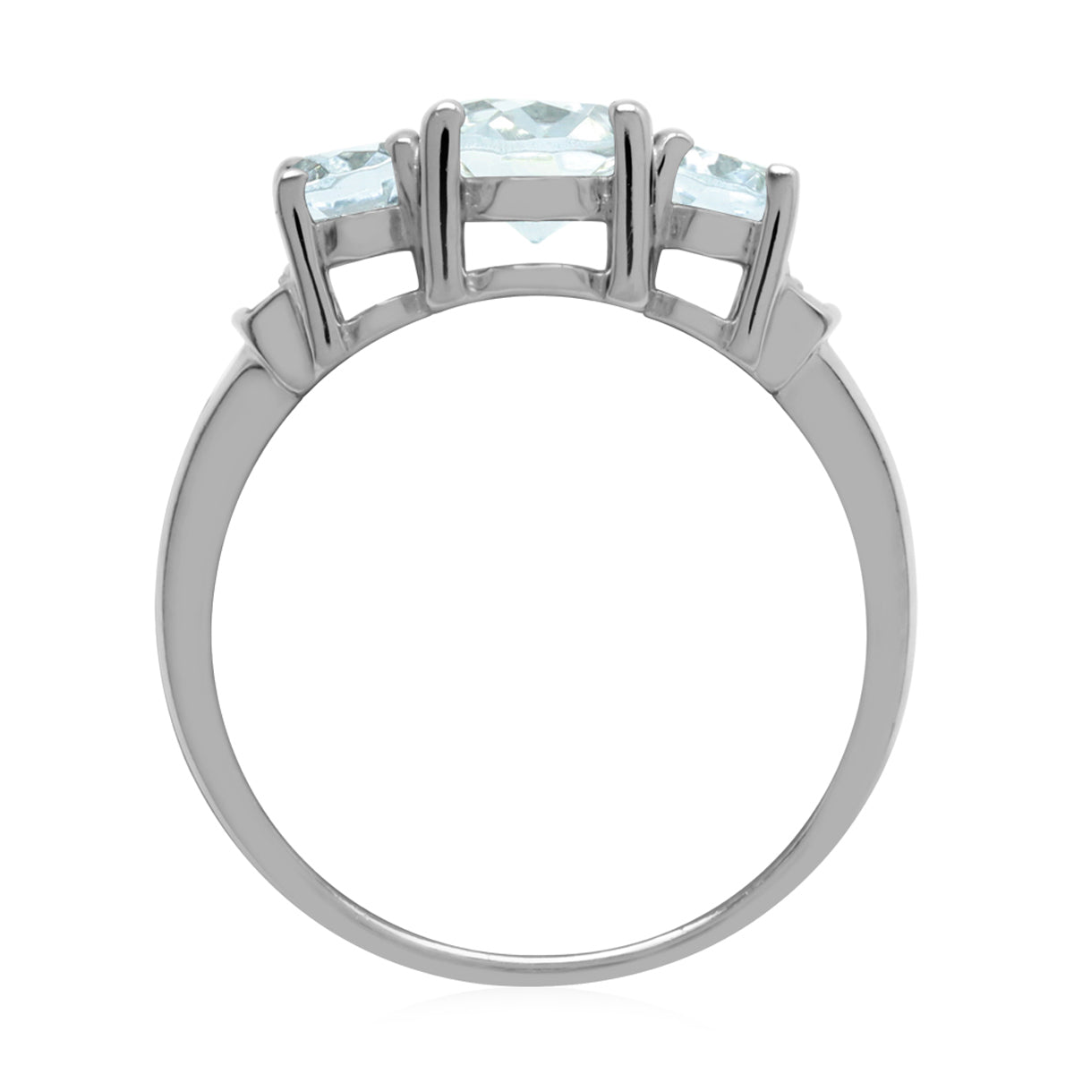 1.76 CTW 3 Stone Genuine Oval Shape Light Blue Aquamarine White Gold Plated 925 Sterling Silver Ring March Gemstone Birthstone - Silvershake-store
