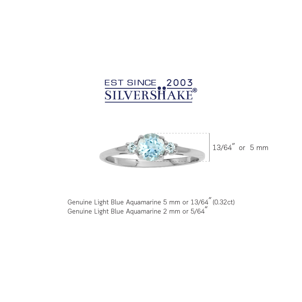 Petite Genuine Blue Aquamarine White Gold Plated 925 Sterling Silver Ring - Silvershake-store