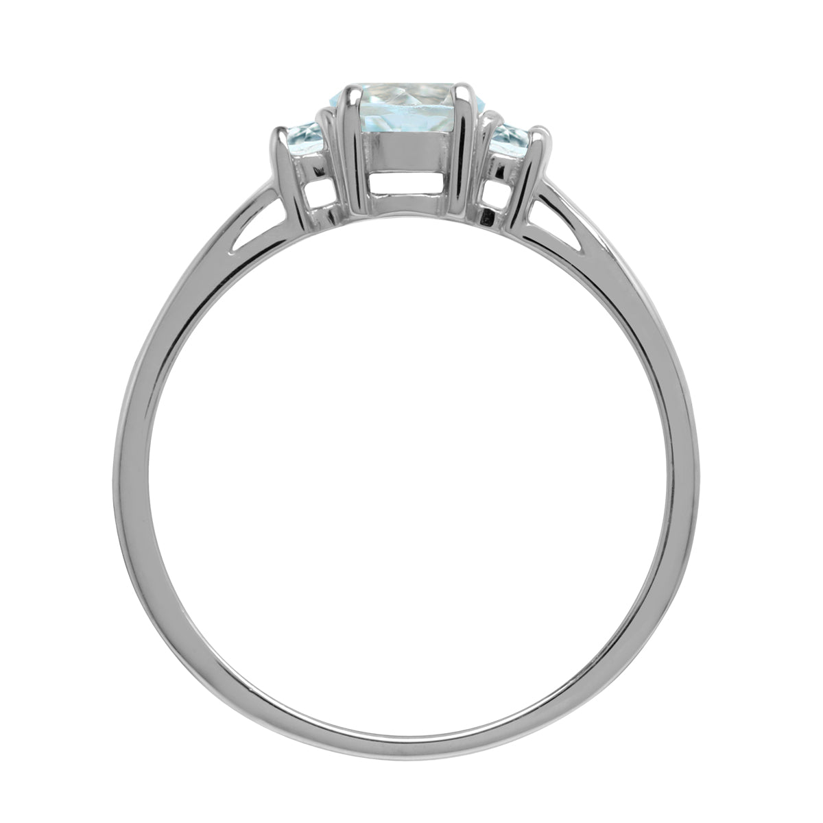 Petite Genuine Blue Aquamarine White Gold Plated 925 Sterling Silver Ring - Silvershake-store