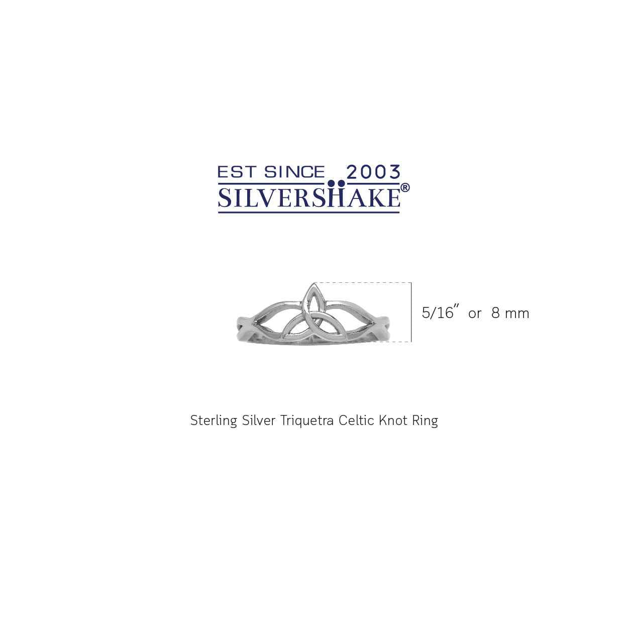 White Gold Plated 925 Sterling Silver Triquetra Celtic Knot Ring - Silvershake-store