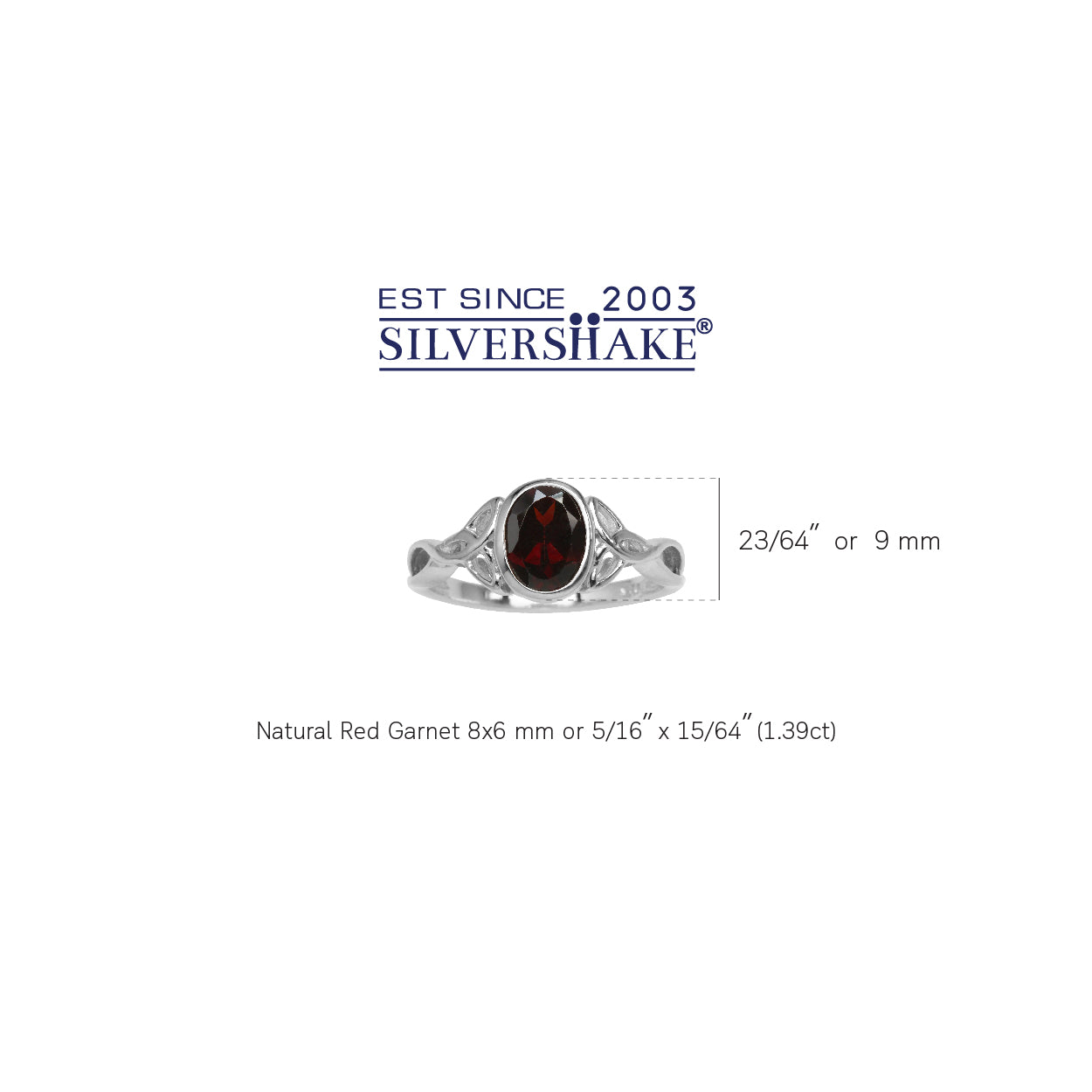 1.39ct. 8X6mm Natural Oval Shape Garnet 925 Sterling Silver Triquetra Celtic Knot Ring