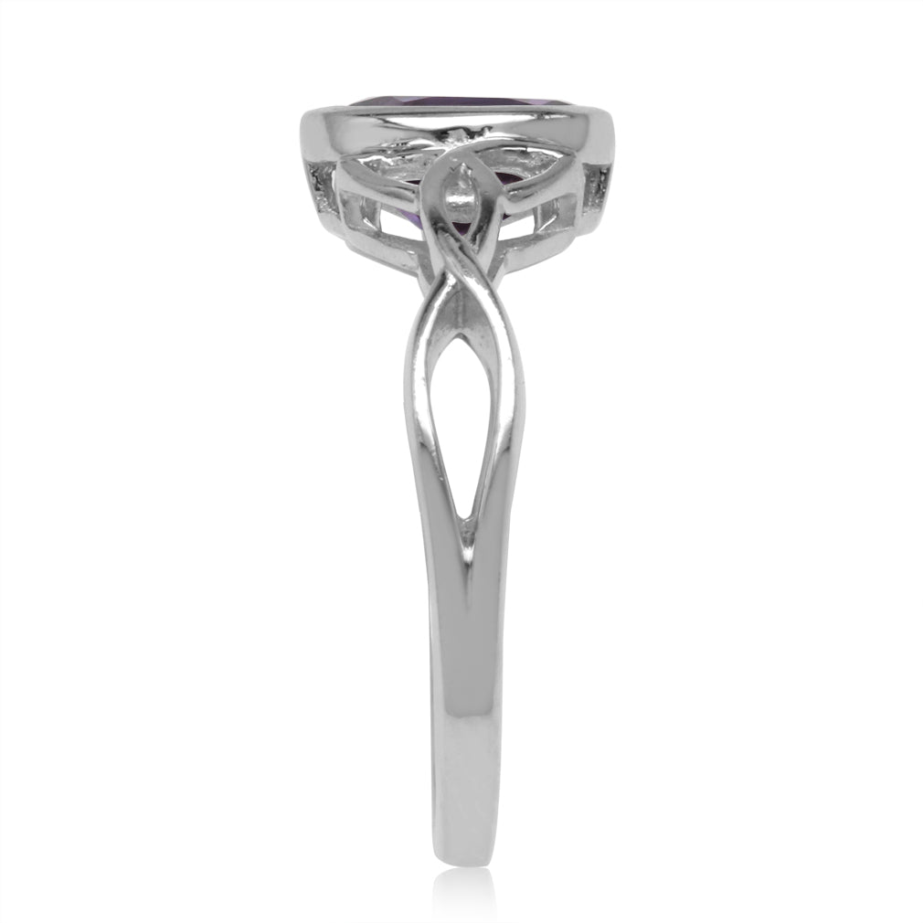 1.12ct. 8X6mm Natural Oval Shape African Amethyst 925 Sterling Silver Triquetra Celtic Knot Ring - Silvershake-store