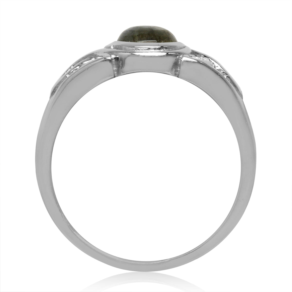 6mm Round Shape Labradorite White Gold Plated 925 Sterling Silver Triquetra Celtic Knot Ring - Silvershake-store