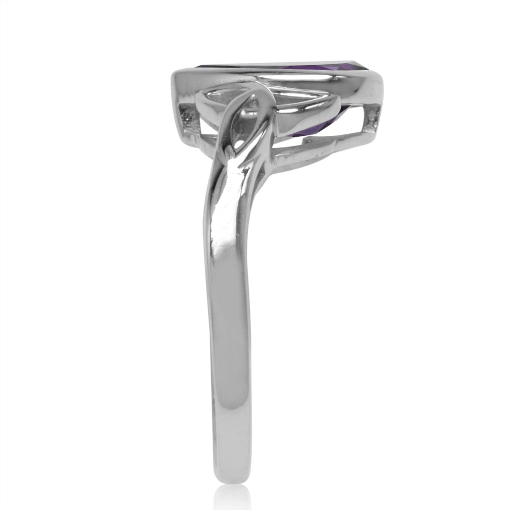 1.72ct. 10X7mm Natural Pear Shape African Amethyst 925 Sterling Silver Triquetra Celtic Knot Ring - Silvershake-store