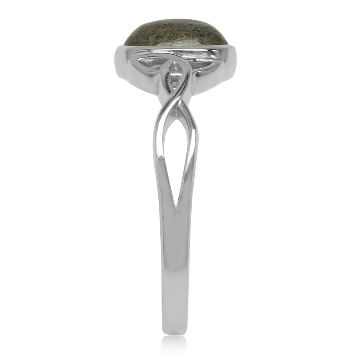 8X6mm Oval Shape Labradorite White Gold Plated 925 Sterling Silver Triquetra Celtic Knot Ring - Silvershake-store
