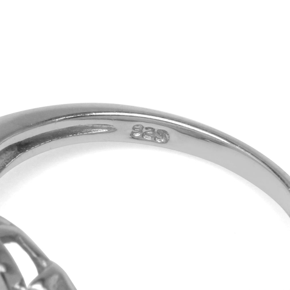 8X6mm Natural Oval Shape Moonstone White Gold Plated 925 Sterling Silver Triquetra Celtic Knot Ring - Silvershake-store