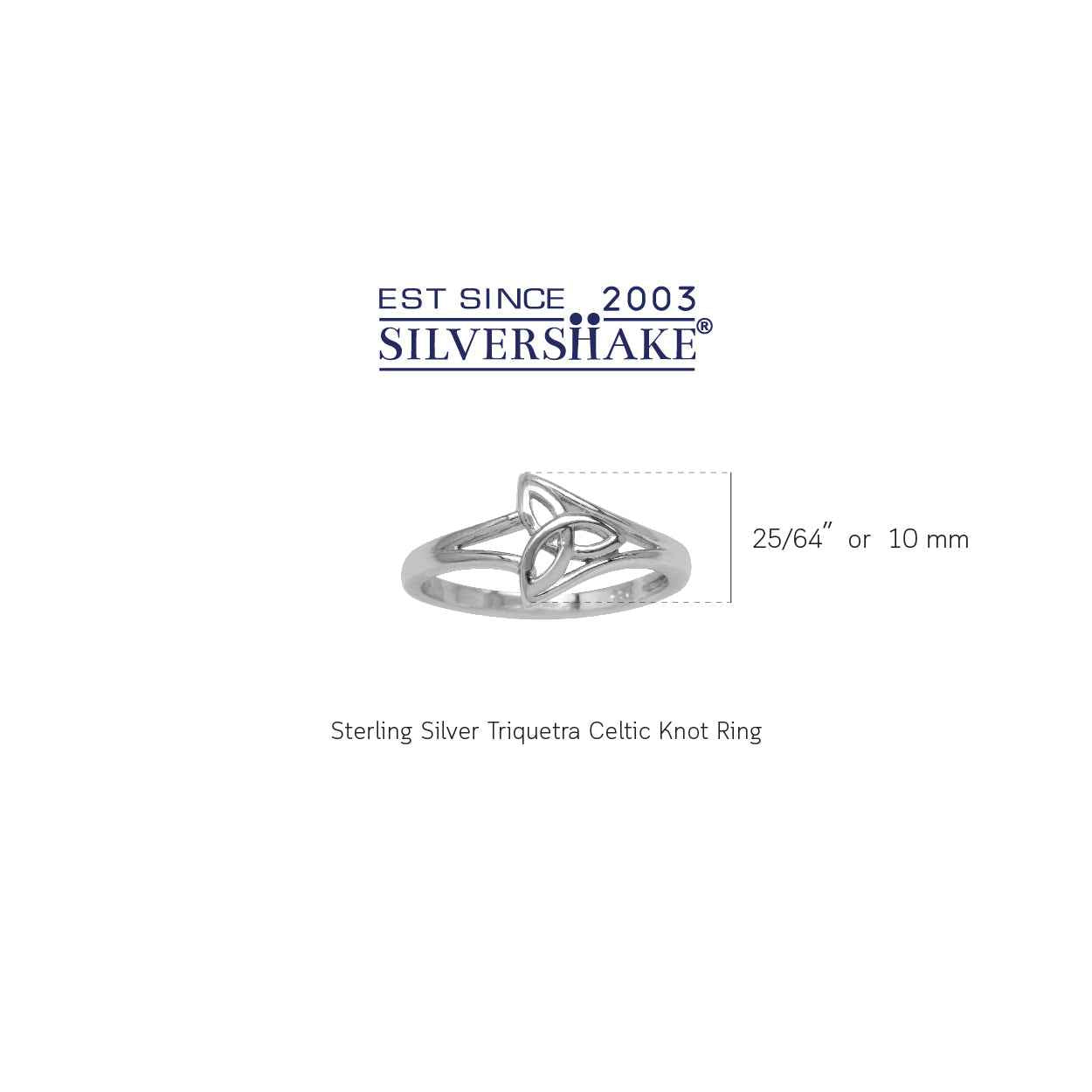 White Gold Plated 925 Sterling Silver Triquetra Celtic Knot Ring