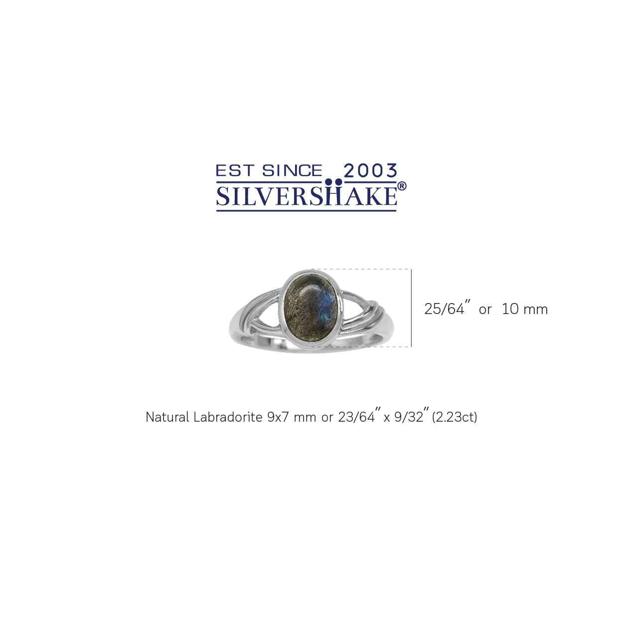9X7mm Oval Shape Labradorite White Gold Plated 925 Sterling Silver Solitaire Casual Ring
