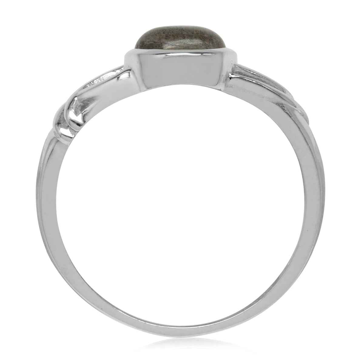 9X7mm Oval Shape Labradorite White Gold Plated 925 Sterling Silver Solitaire Casual Ring