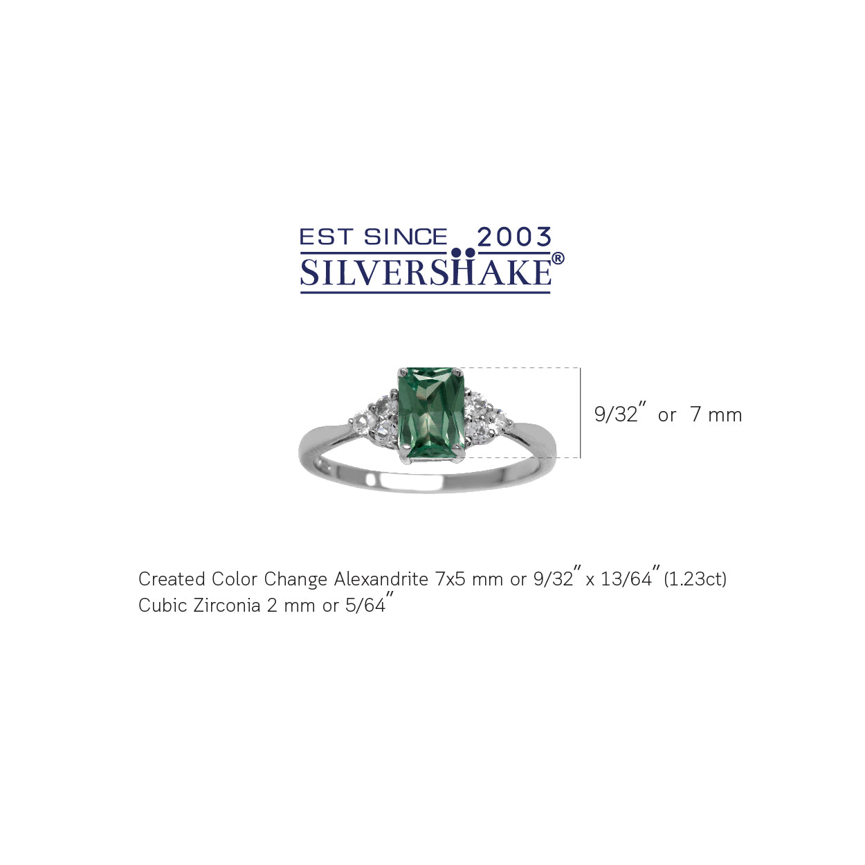 Simulated Color Change Alexandrite and White Cubic Zirconia 925 Sterling Silver Engagement Ring - Silvershake-store