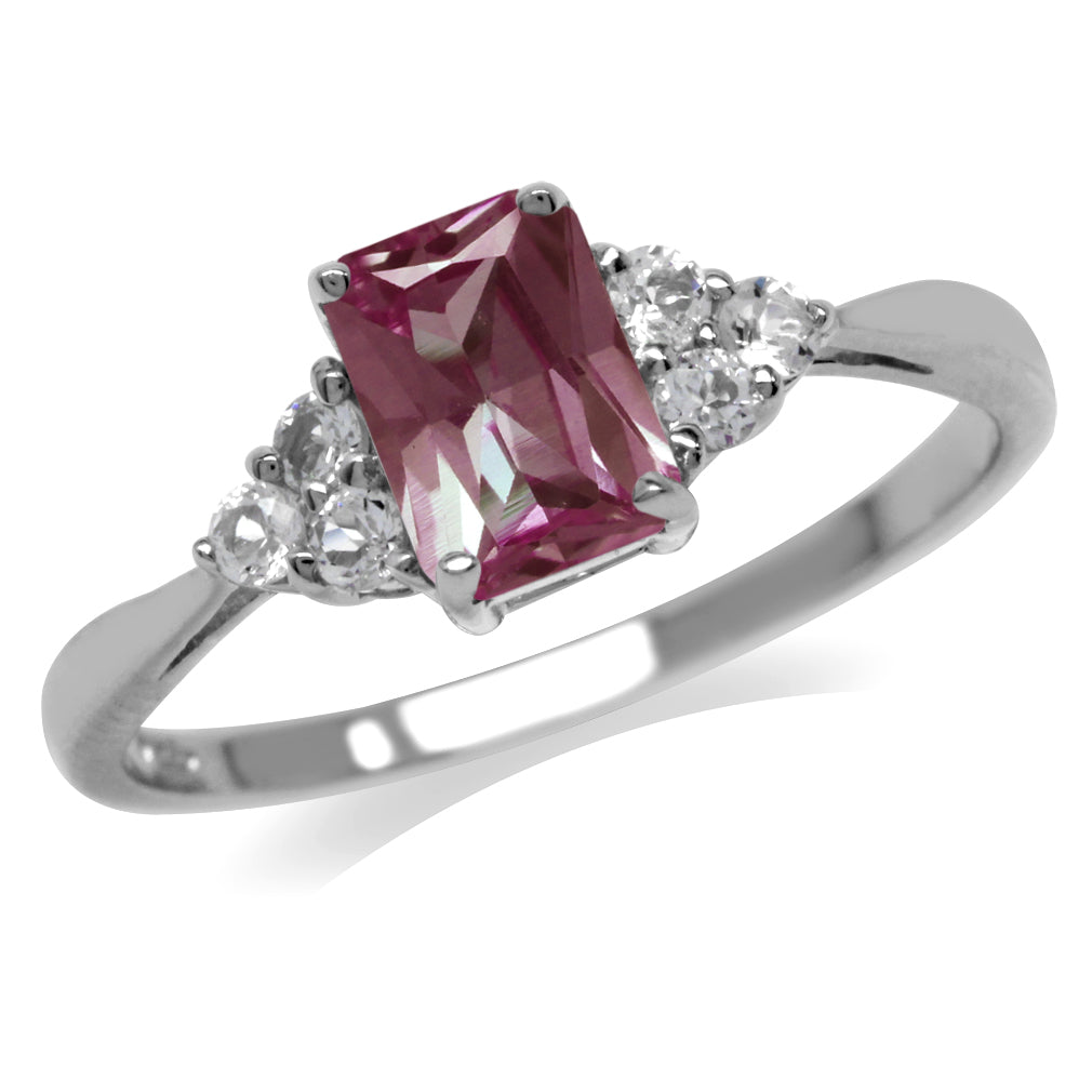 Simulated Color Change Alexandrite and White Cubic Zirconia 925 Sterling Silver Engagement Ring - Silvershake-store