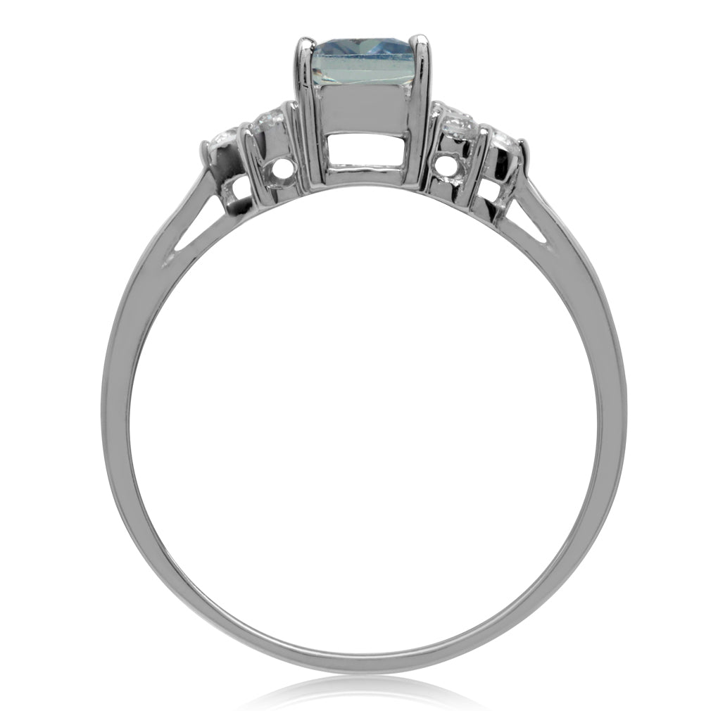 Simulated Color Change Alexandrite and White Cubic Zirconia 925 Sterling Silver Engagement Ring - Silvershake-store