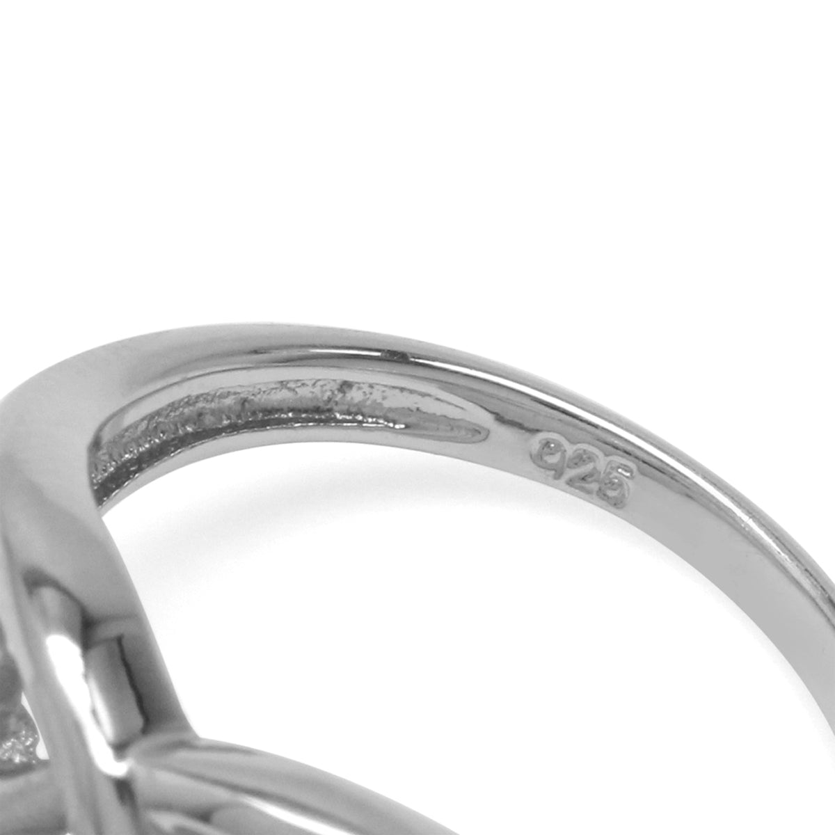 8x6MM Natural Pear Shape Moonstone White Gold Plated 925 Sterling Silver Swirl & Spiral Ring