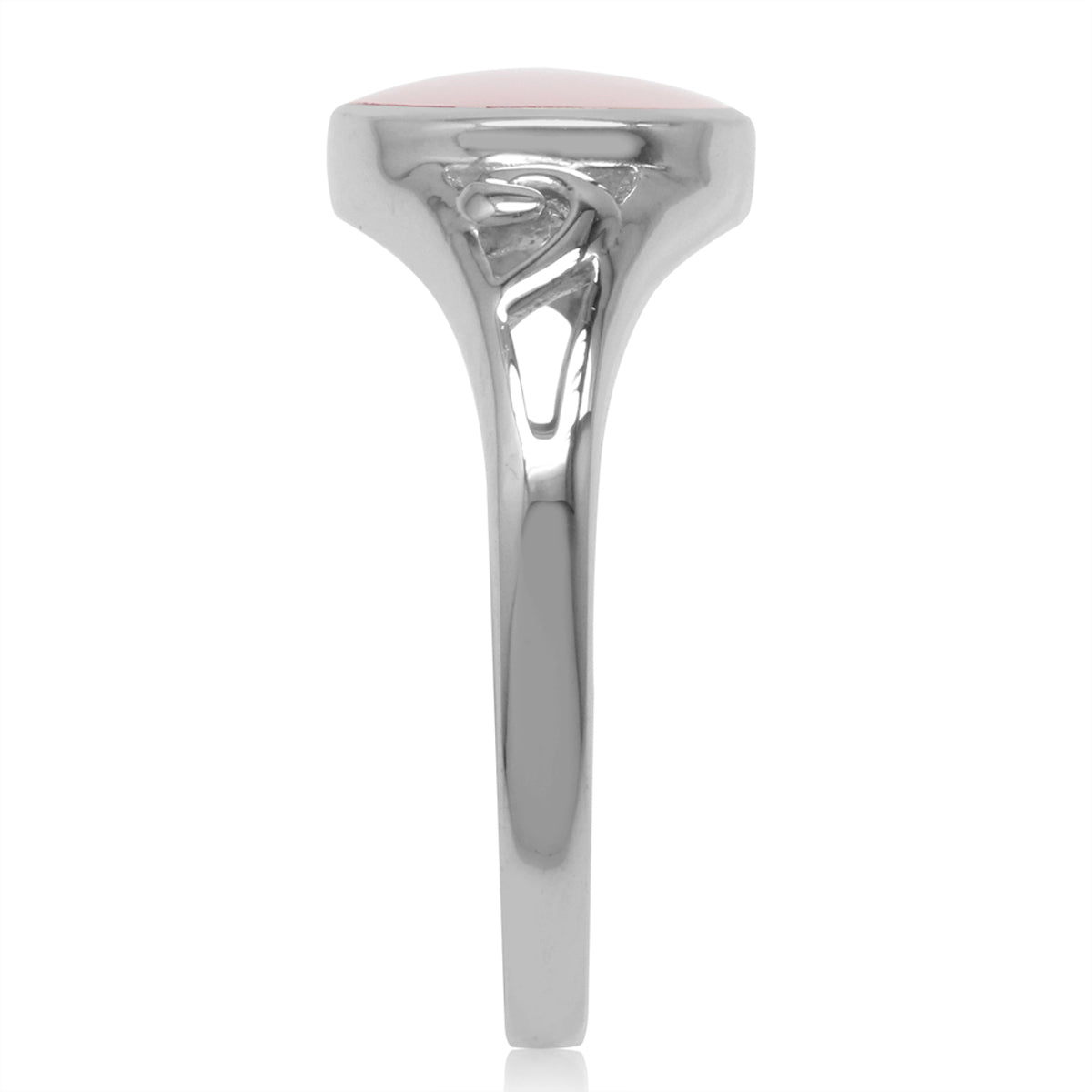 9MM Round Shape Pink Mother of Pearl Shell Inlay White Gold Plated 925 Sterling Silver Scroll / Filigree Swirl Solitaire Ring Jewelry for Women - Silvershake-store