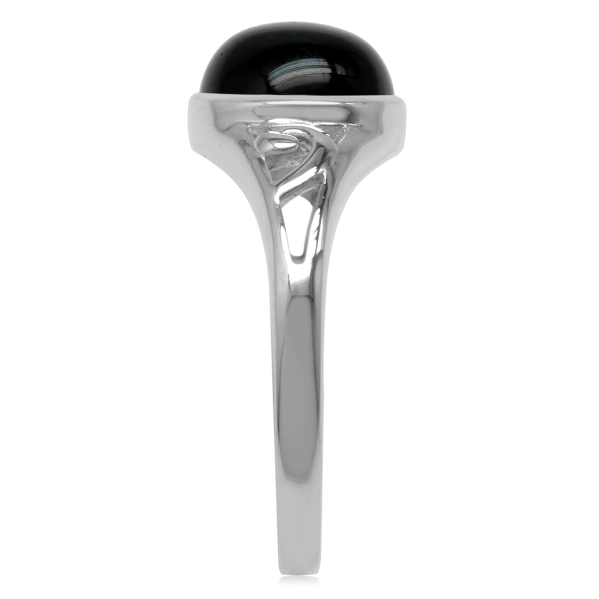 9mm Genuine Round Shape Black Onyx White Gold Plated 925 Sterling Silver Filigree Swirl Ring - Silvershake-store