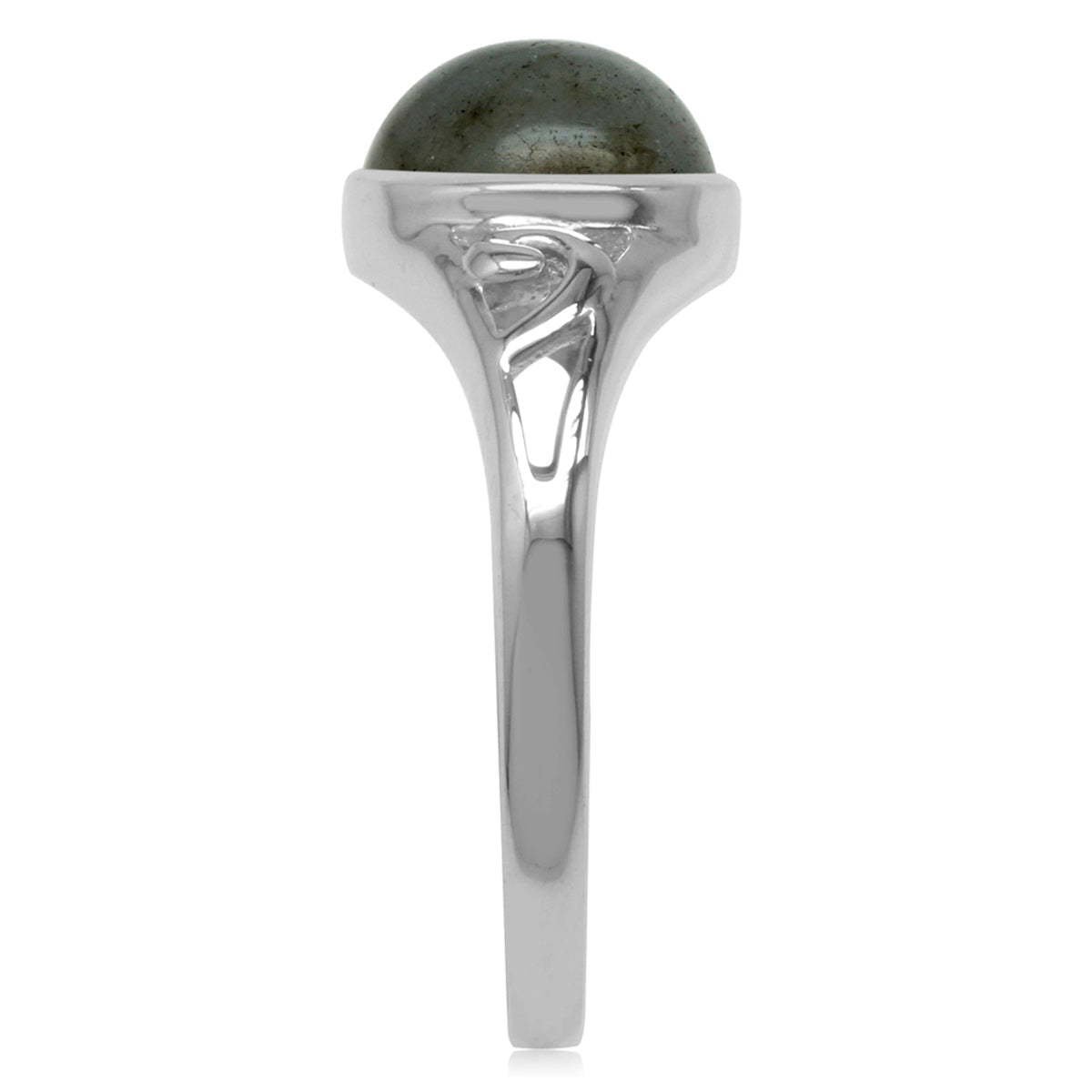 9mm Round Shape Labradorite White Gold Plated 925 Sterling Silver Filigree Swirl Ring - Silvershake-store