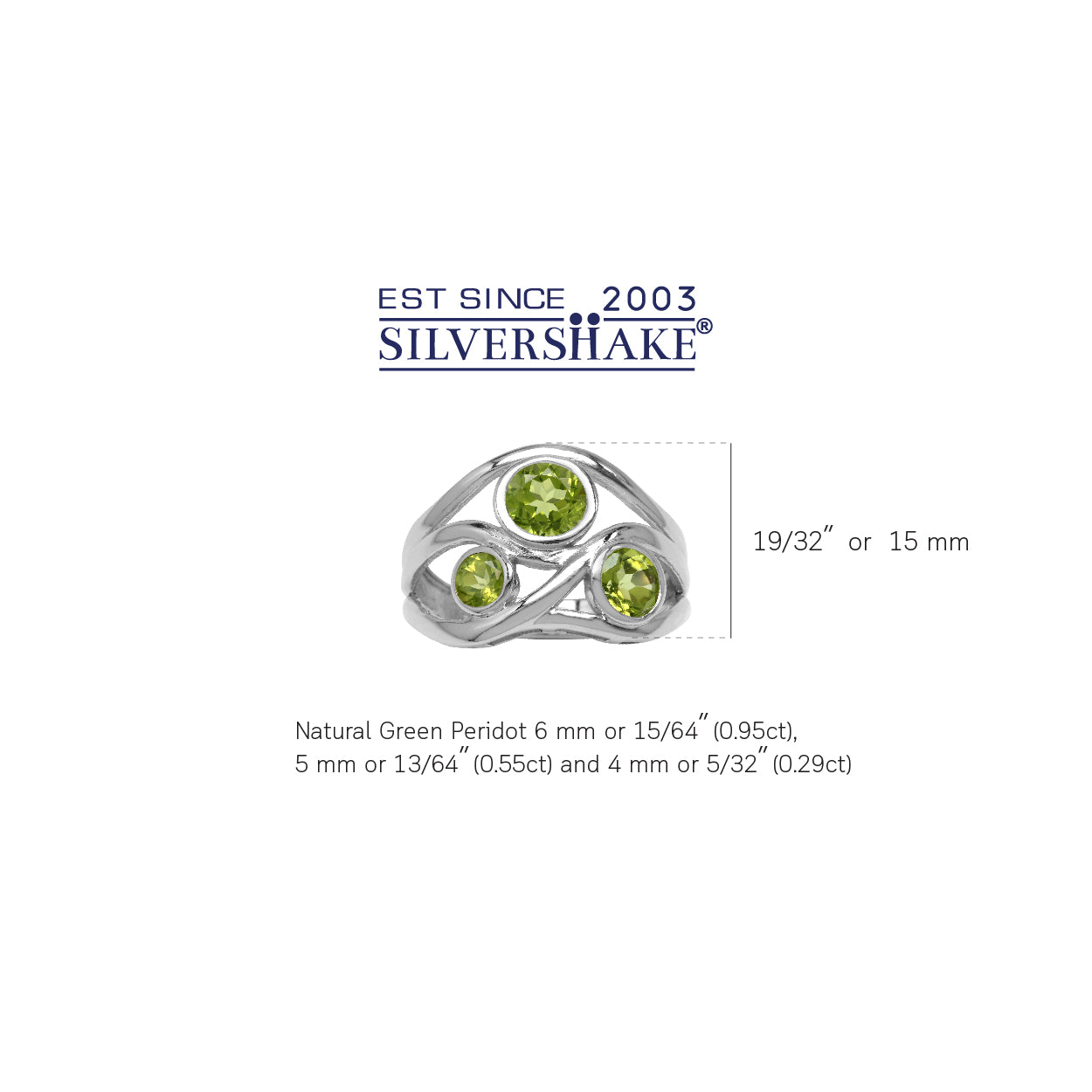 1.79ct. 3 Stone Natural Peridot White Gold Plated 925 Sterling Silver Ribbon Weave Ring - Silvershake-store