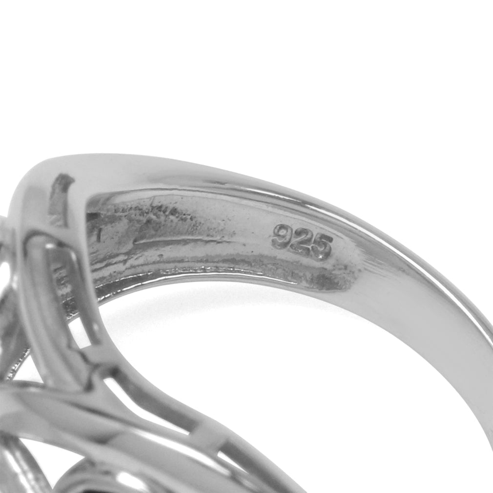 1.51ct. 3 Stone Natural Amethyst White Gold Plated 925 Sterling Silver Ribbon Weave Ring - Silvershake-store