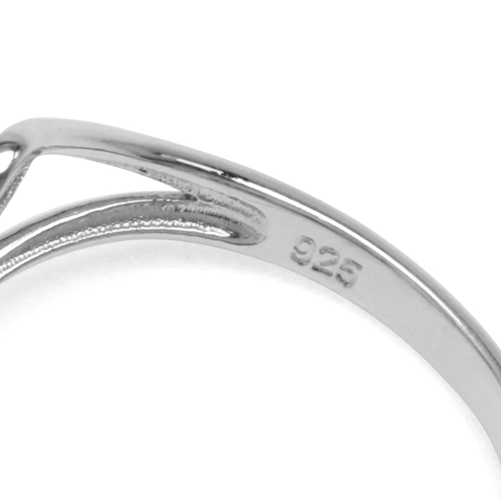 Natural Moonstone and Black Spinel White Gold Plated 925 Sterling Silver Leaf Vintage Ring - Silvershake-store