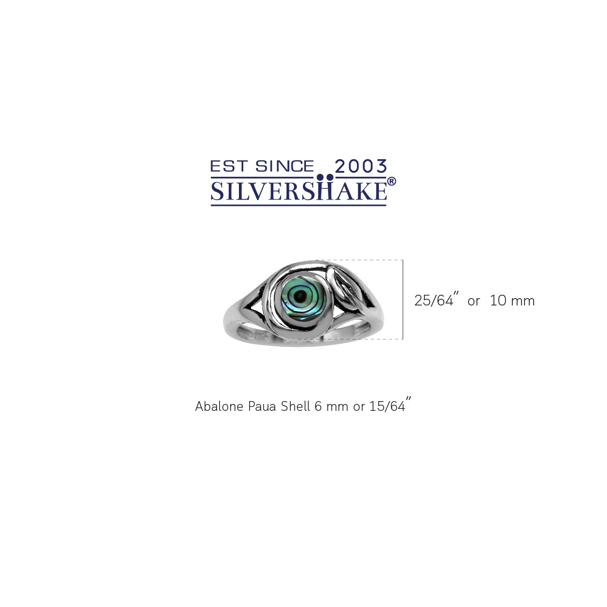 6MM Round Shape Abalone/Paua Shell Inlay 925 Sterling Silver Leaf Vintage Inspired Ring