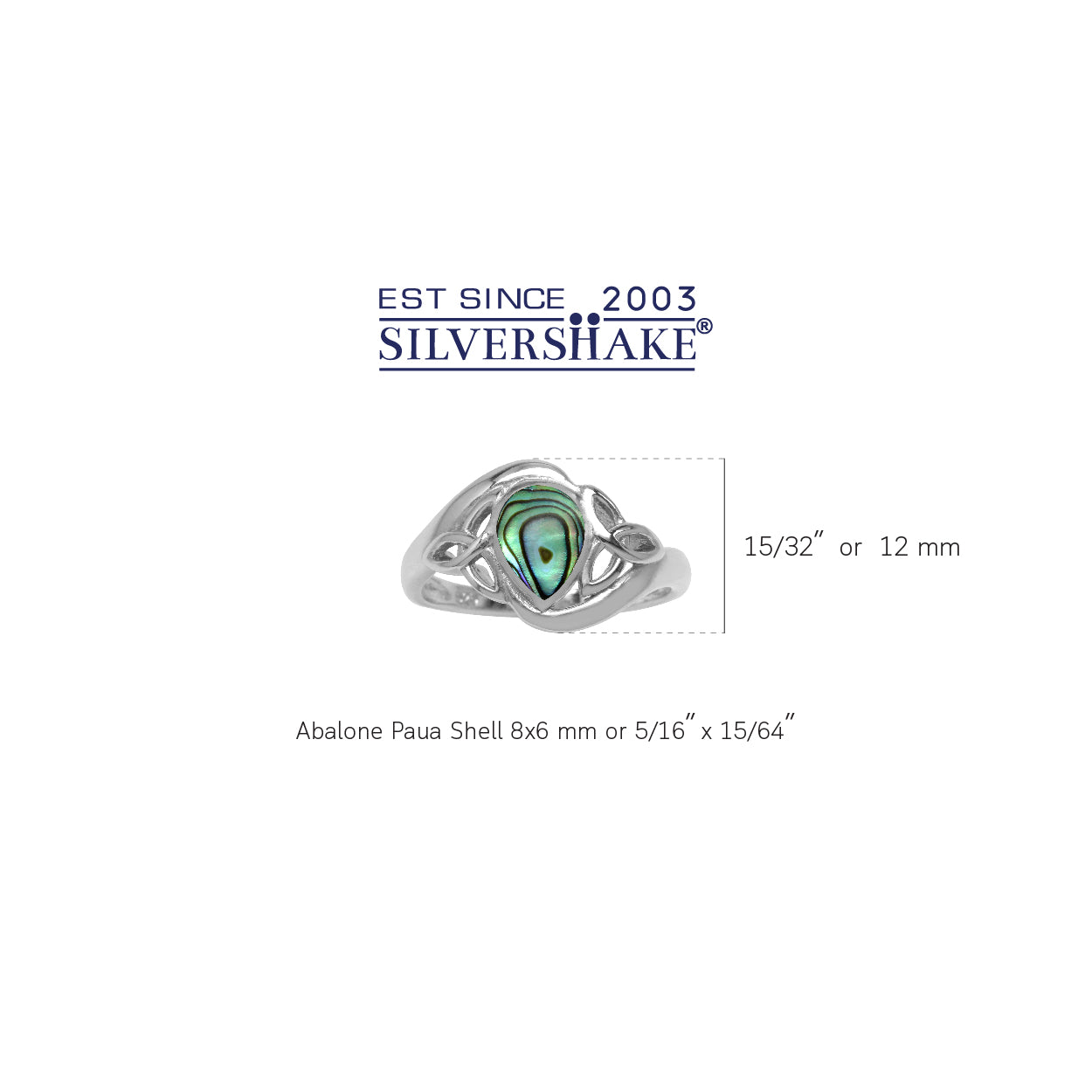 Pear Shape Pink Mother of Pearl White Gold Plated 925 Sterling Silver Triquetra Celtic Knot Ring - Silvershake-store