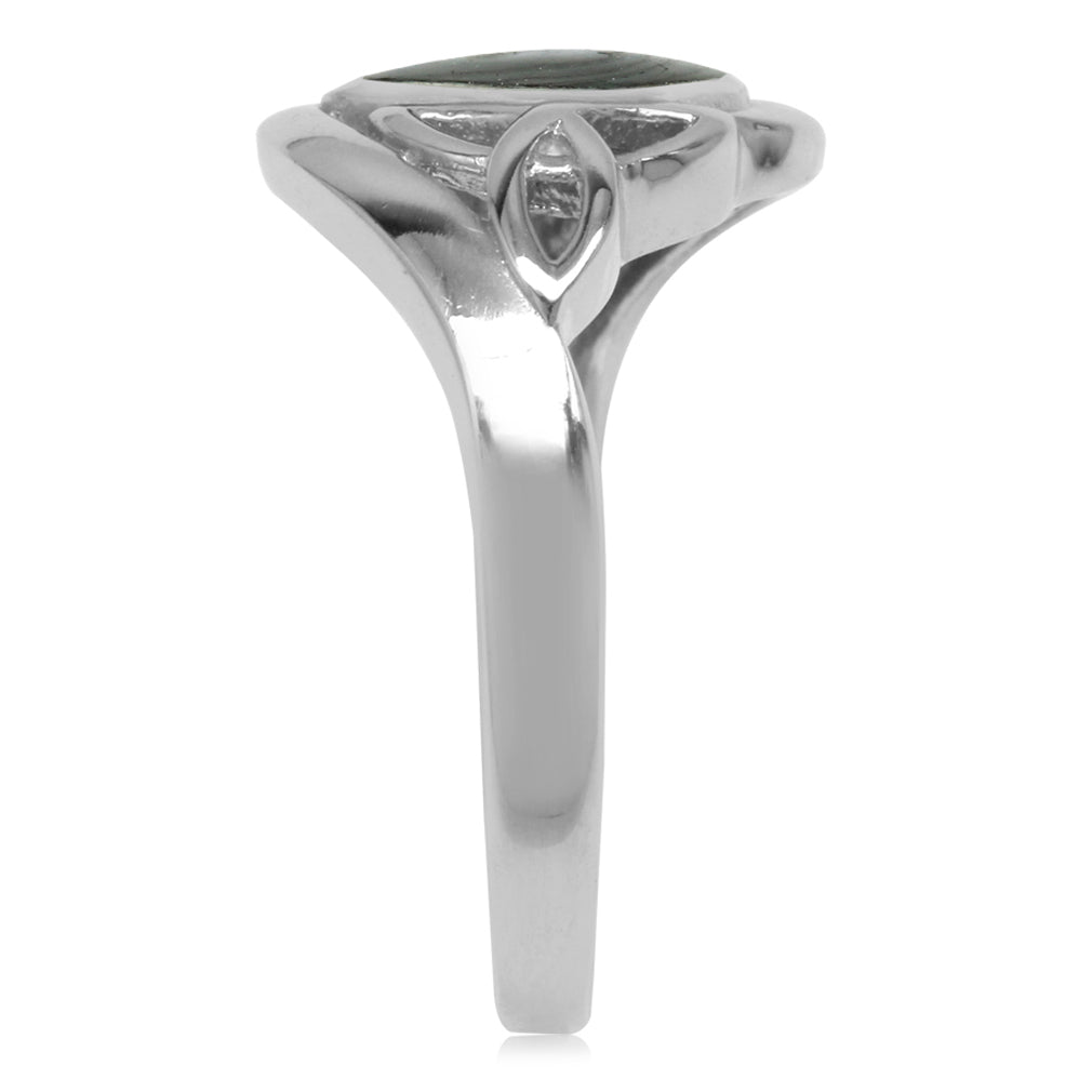 Pear Shape Pink Mother of Pearl White Gold Plated 925 Sterling Silver Triquetra Celtic Knot Ring - Silvershake-store