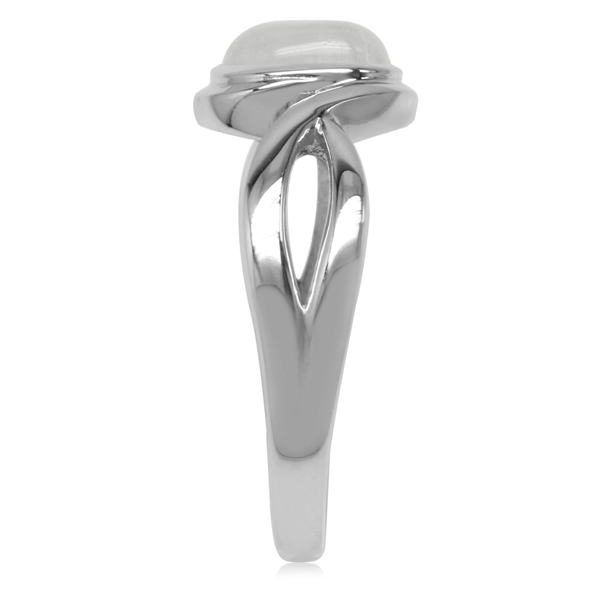 Natural Oval Shape Moonstone White Gold Plated 925 Sterling Silver Solitaire Casual Ring