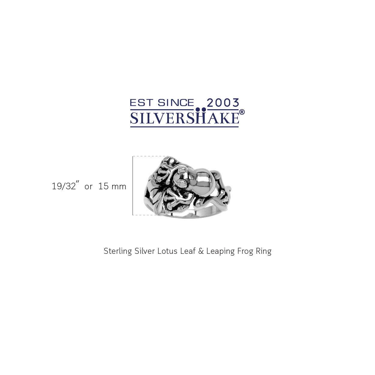 925 Sterling Silver Lotus Leaf & Leaping Frog Fashion Casual Ring