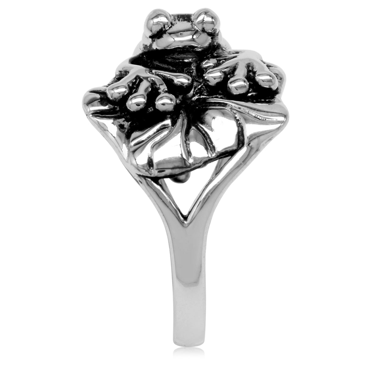 925 Sterling Silver Lotus Leaf & Leaping Frog Fashion Casual Ring
