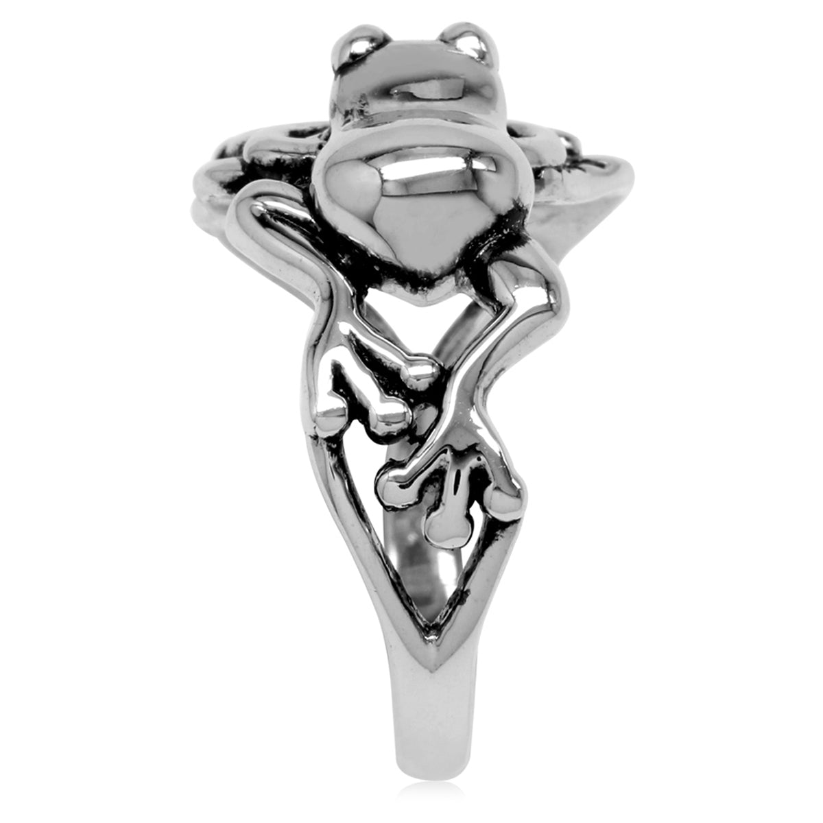 925 Sterling Silver Lotus Leaf & Leaping Frog Fashion Casual Ring