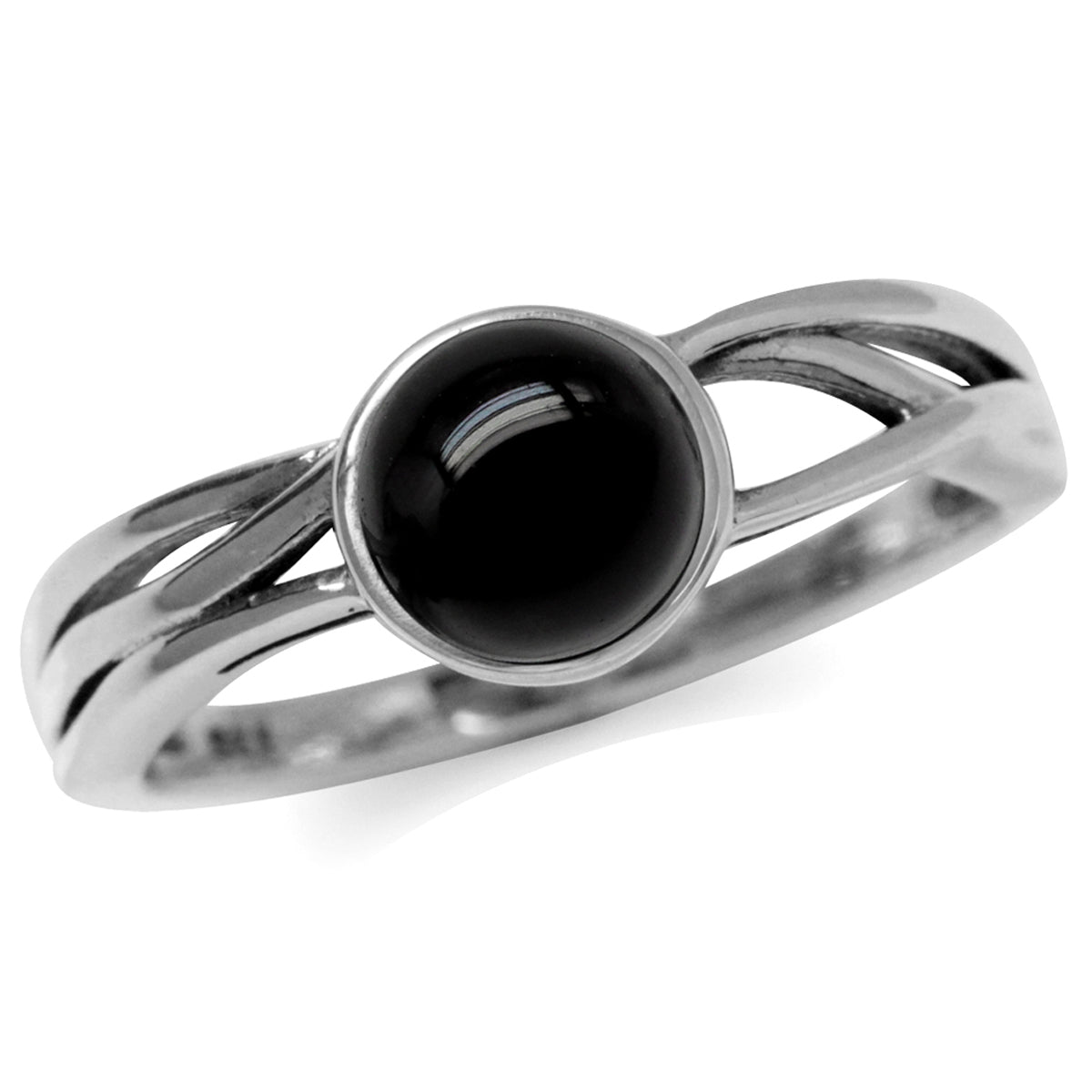 6MM Genuine Round Shape Black Onyx 925 Sterling Silver Solitaire Ring