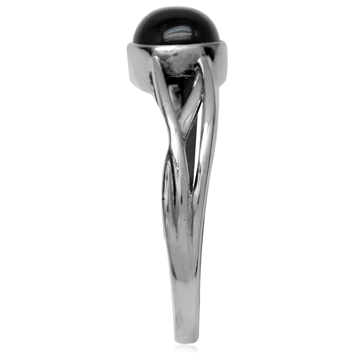 6MM Genuine Round Shape Black Onyx 925 Sterling Silver Solitaire Ring