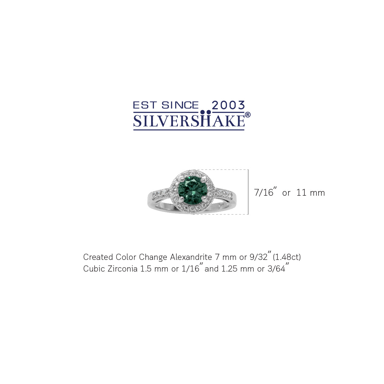 7MM Round Shape Simulated Color Change Alexandrite 925 Sterling Silver Halo Engagement Ring